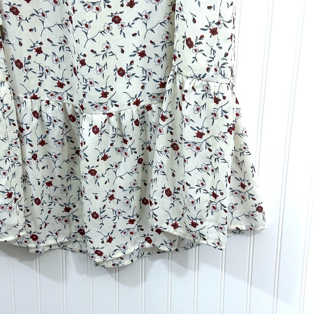 Sugar Lips BOHO Dress Size M Cream Multi Peasant Flowy Tie Sleeve Off Shoulder - Picture 6 of 11